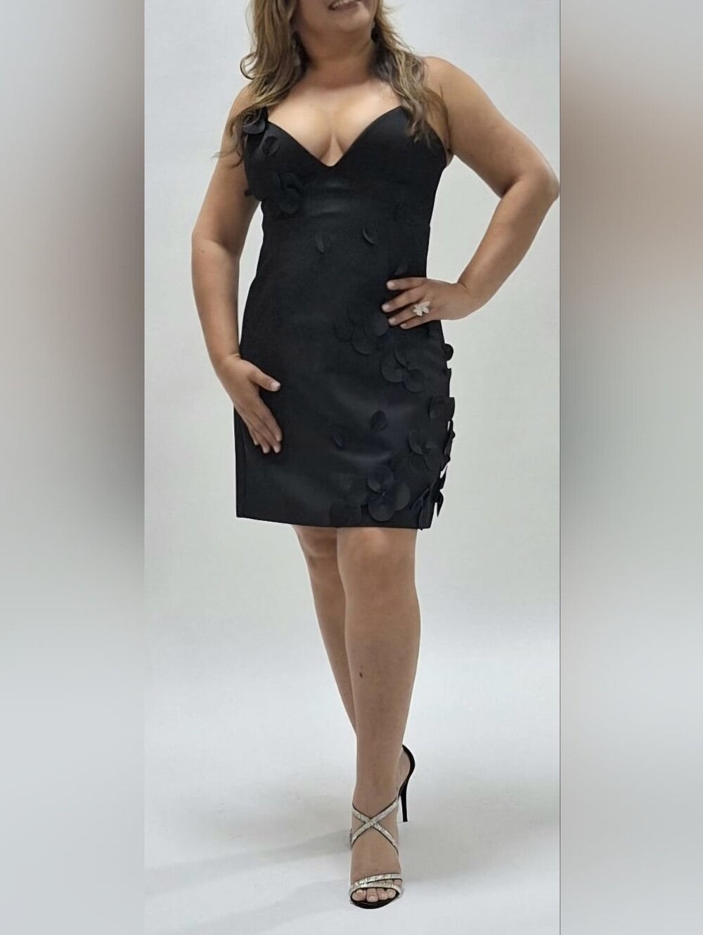 WHBM Black Floral Appliqué Cocktail DRESS